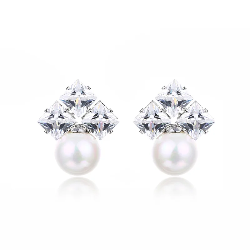 

New Red Zircon Stud Earrings Fashion 925 Sterling Silver Popular Lady Earrings