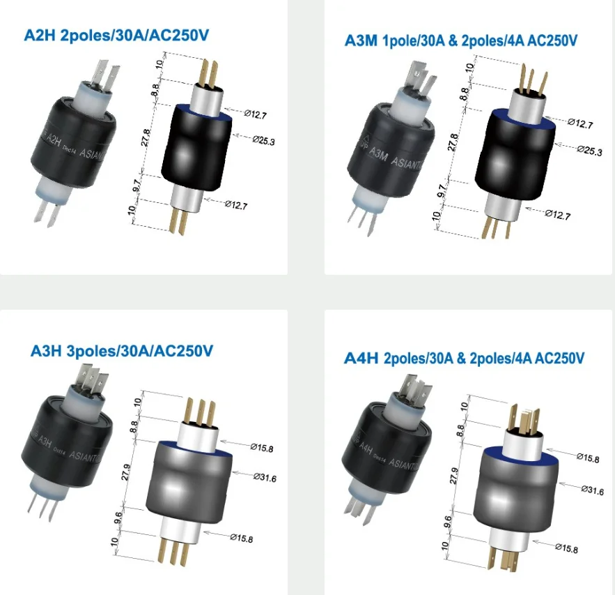 Electrical Rotating Connector Multi conductors Mercury Slip Rings