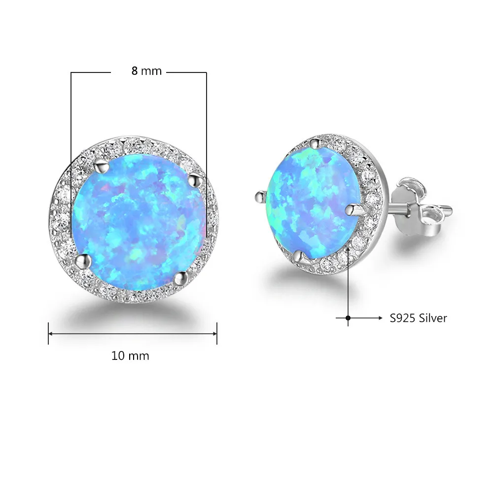 925 Sterling Silver Blue Opal Bridal Jewelry Set for Women