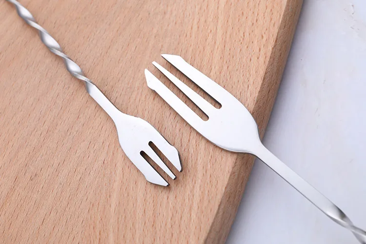 
Classic Bartender Bar Spoon with Fork Stainless Steel Cocktail Stirring Spoon 