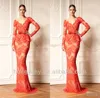 designed by zuhair murad dresses for sale long sleeve red evening dress formal gown with v neck