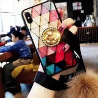 

Luxury Fur Ball Soft Rubber Bumper Bling Diamond Glitter Girls Case with Stand Holder/Wrist Strap For Iphone XS MAX Case