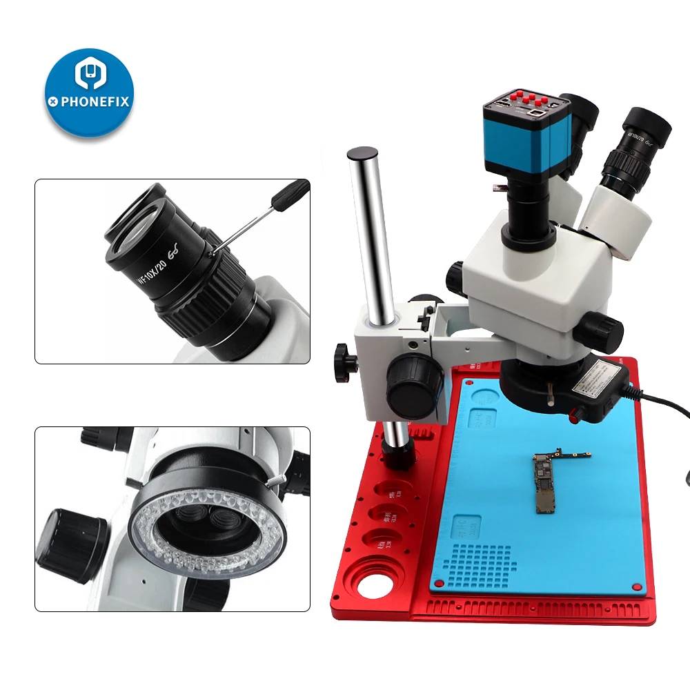 Diy Phone Pcb Repair 3.5x-90x Stereo Zoom Microscope With Aluminum