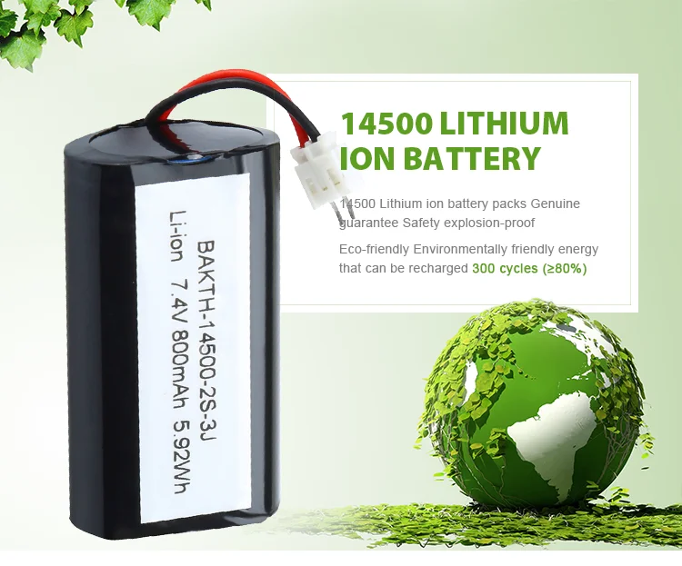 Liion 14500 800mah 7.4v Aaa Lithium Rechargeable Battery Pack For