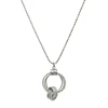 2019 Handmade Alloy Brass Round Silver Button Pendant Necklace