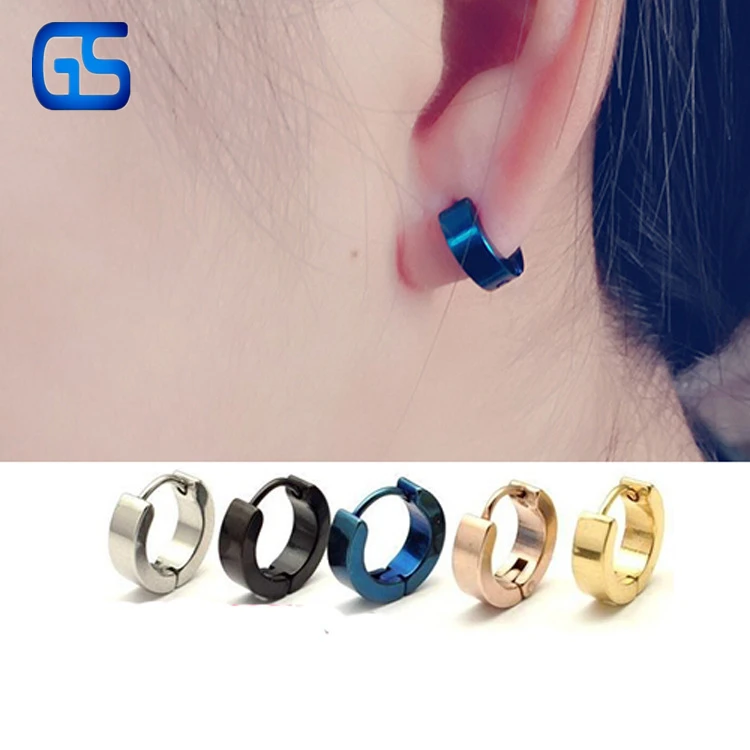 

cool boys ear rings punk style polished surface ear clips stainless steel piercing body jewelry