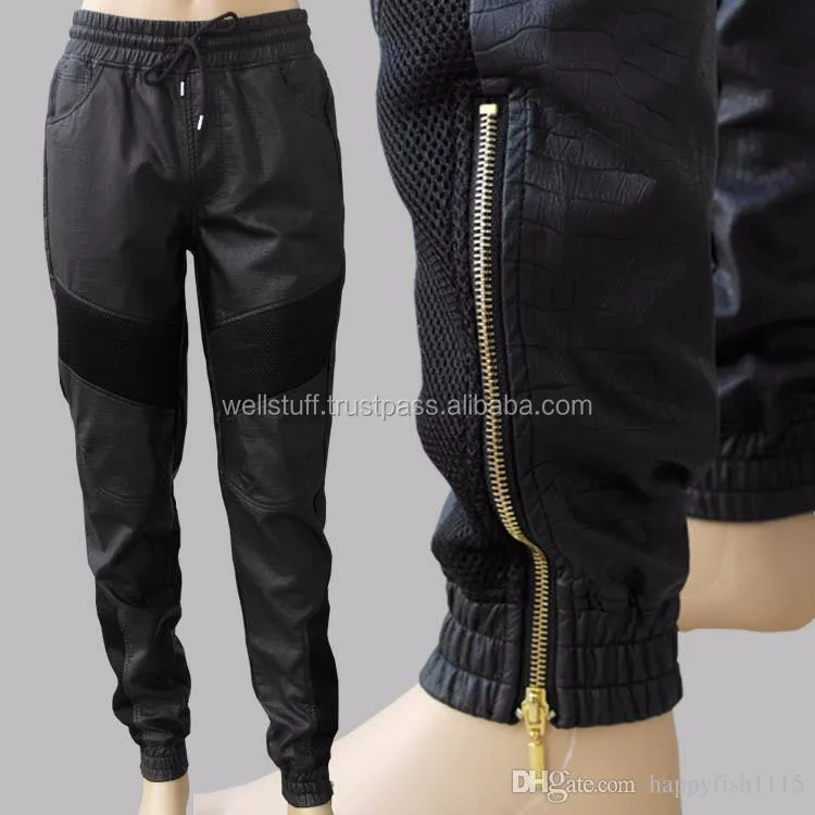 zip up leather trousers
