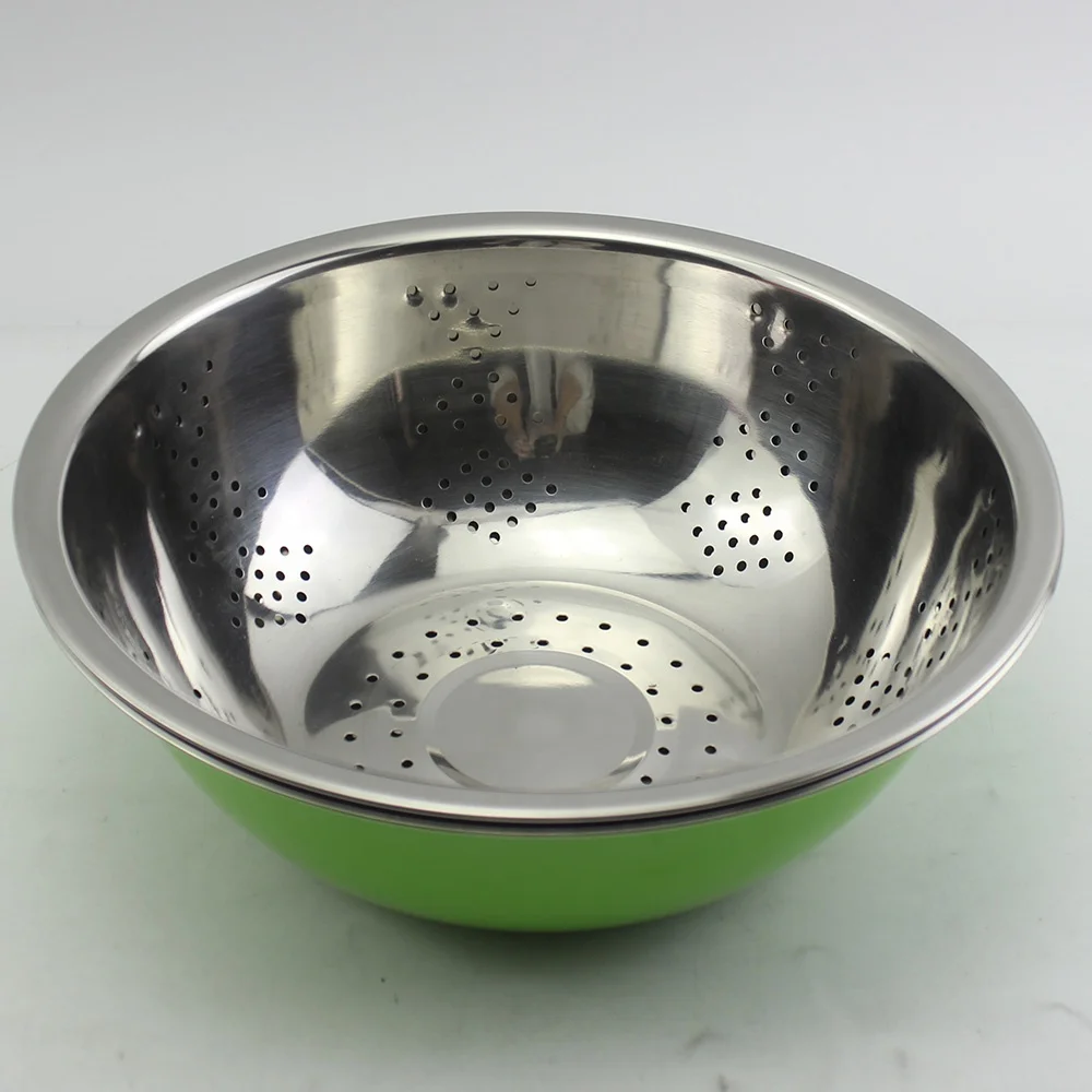 

3 pieces Stainless steel basket strainer/ rice sieve/rice skimming washing set, Pantone color