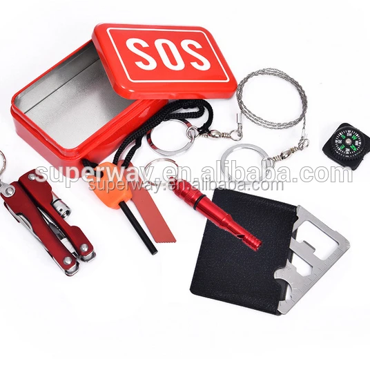 

Outdoor Emergency Survival Gear Kit tin box SOS Survival kit