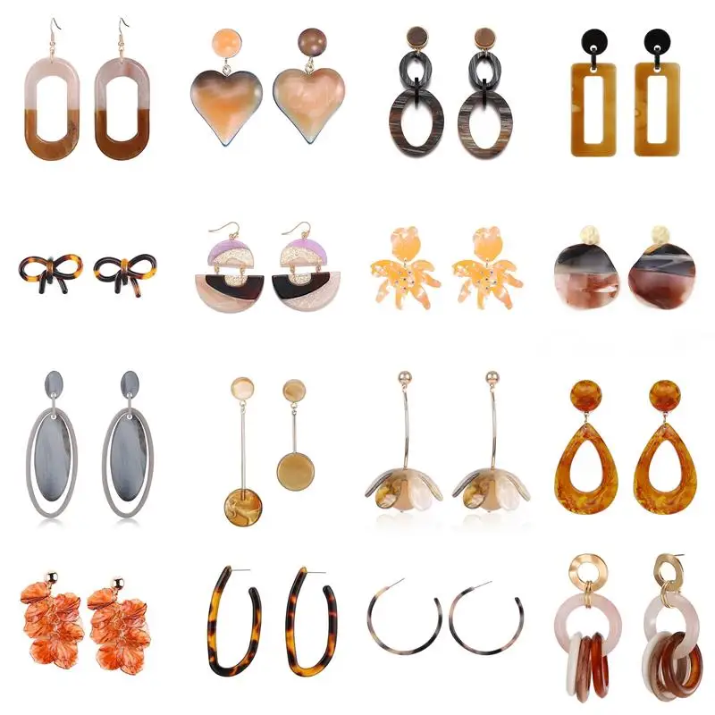 

Wholesale Acetate Jewelry Geometry Acetic Perfect Round Acetate Plate Simple Acrylic Tortoise Stud Drop Earrings For Women, Colors