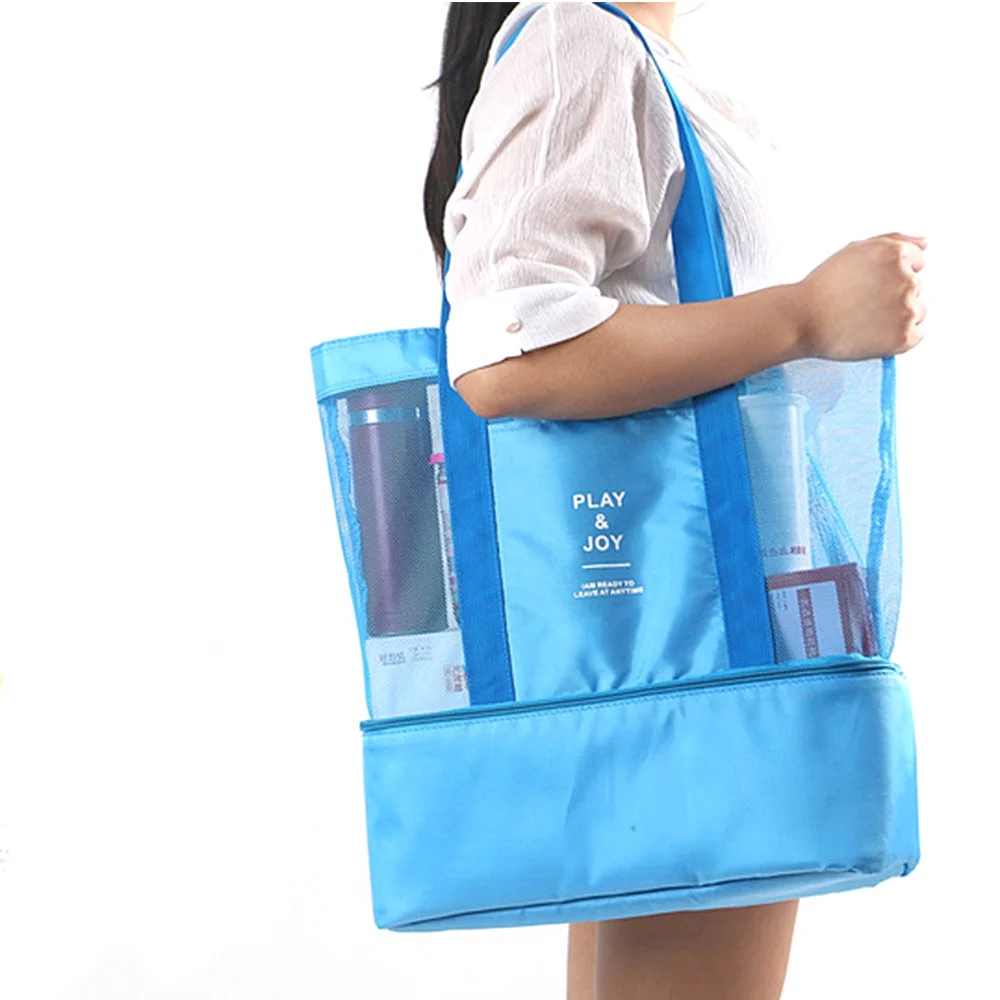 

Wholesale collapsible outdoor Beach Picnic Cooler Bag With Bottom Cooler Compartment, Black, blue, green, rose red