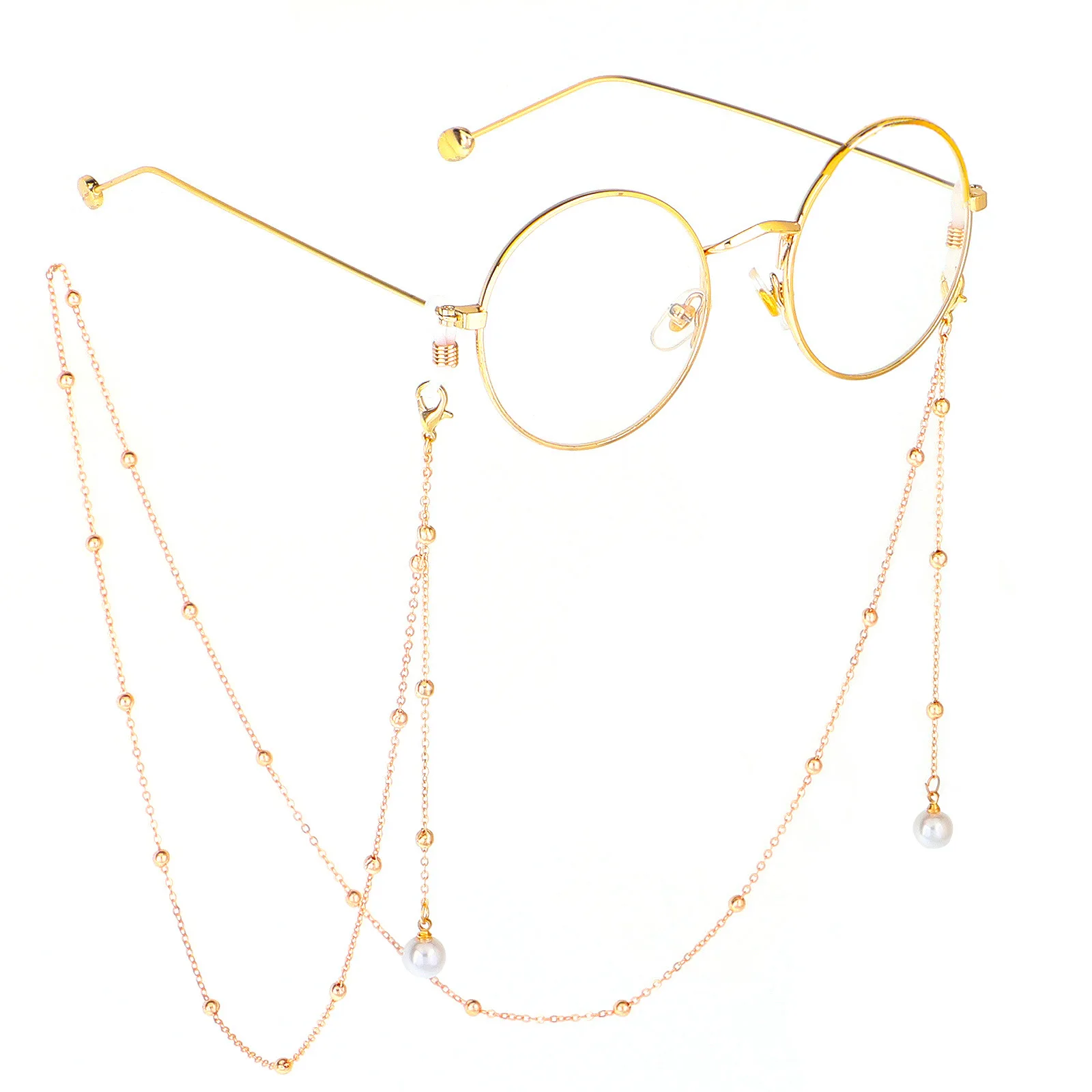 

simple gold pearl Eyeglasses Eyewear Glasses Chain Sunglasses Lanyard Pearl glasses chain necklace sunglasses chain for women, As photo