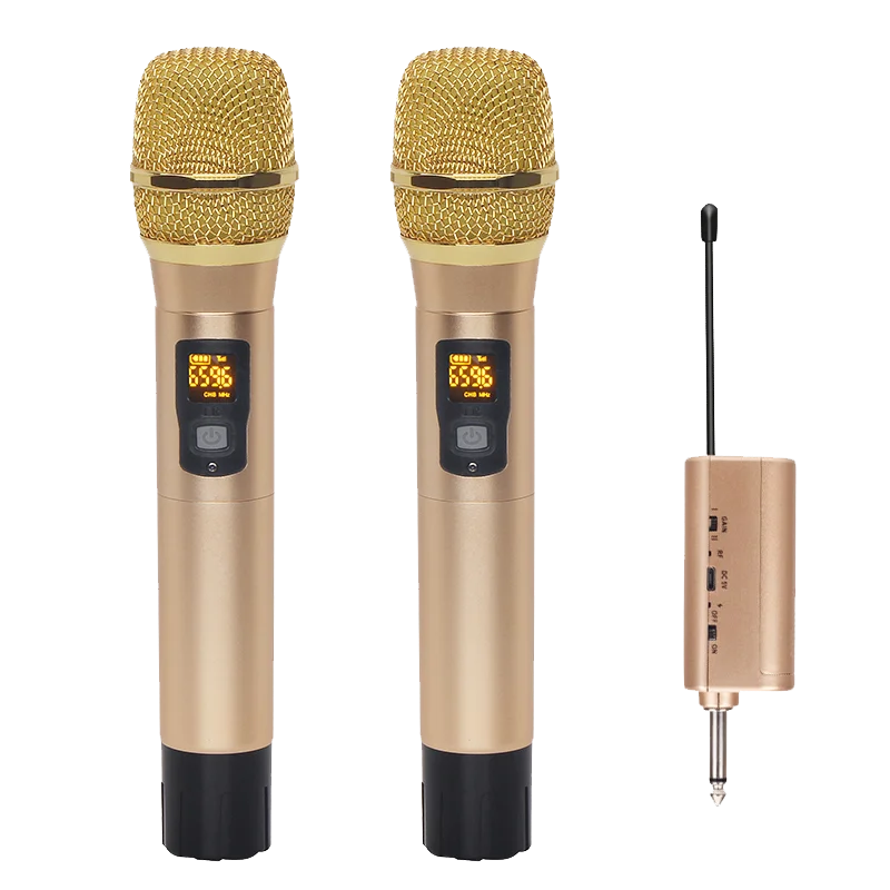 

Dual Couple Uhf Studio Microphones Sets Handheld Karaoke Microphone Wireless Professional Dynamic Mic Long Range Wireless