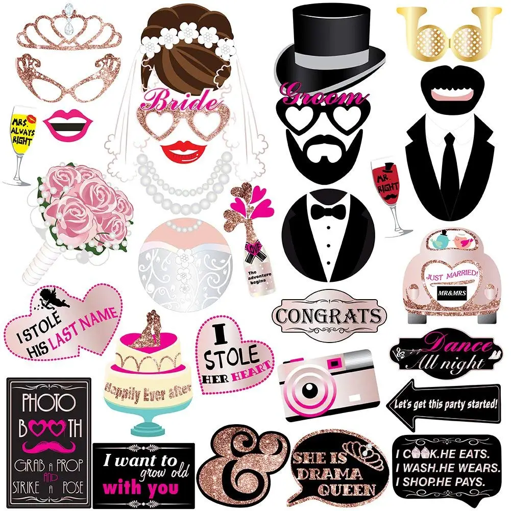 wedding party photo booth props