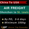 Cheap Air Freight China to St. Louis USA 3-6 Days / PO Air Cargo Shipping Shenzhen to Indianapolis International Airport IND