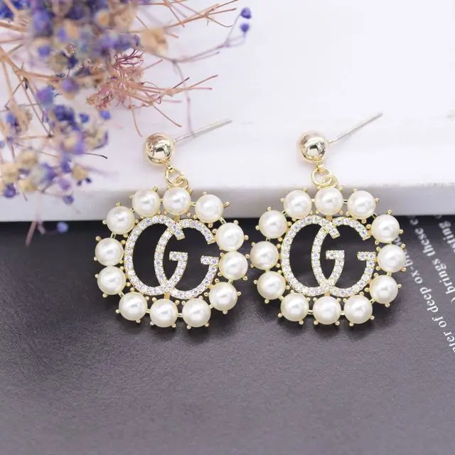 

fashion jewelry many different letter charm pearl earrings, Assorted color