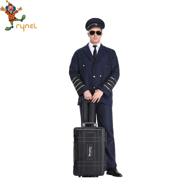 Dark Blue Men Airline Suit Uniform Aviator Pilot Costume Buy Pilot