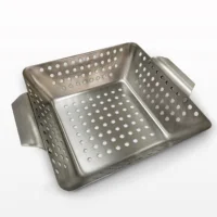 

Heavy duty stainless steel compact 9 inches grill griddle thick steel small vegetable steak BBQ roasting pan oven basket