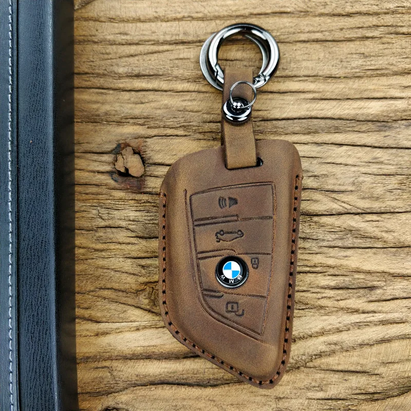 brown leather key case