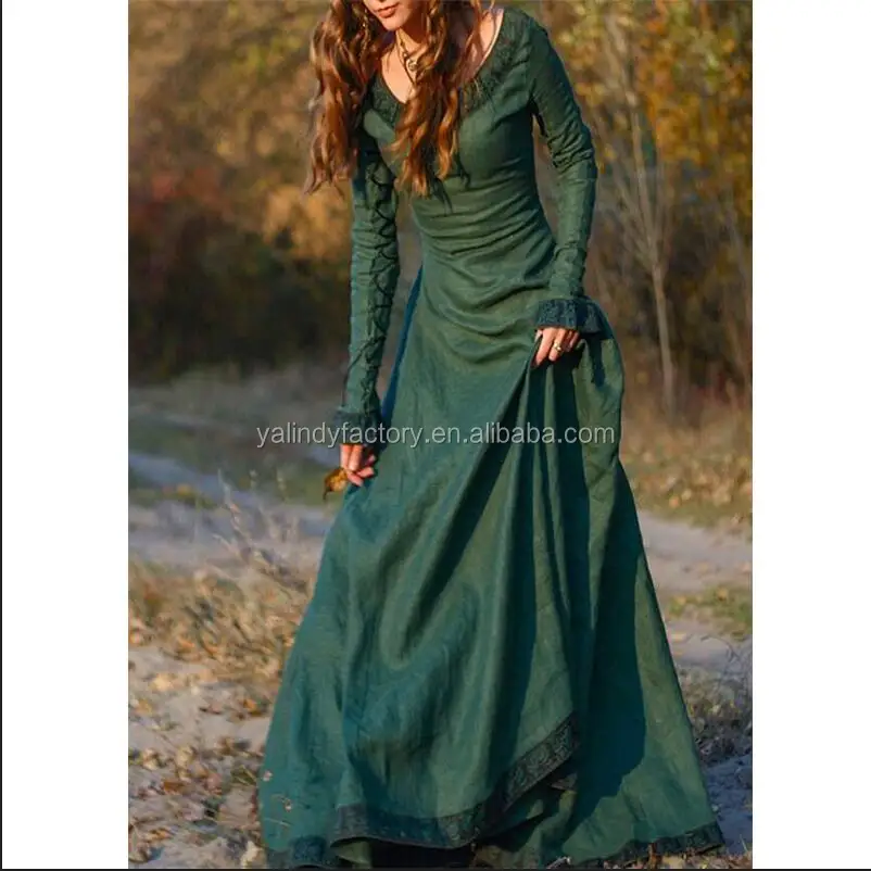 

wholesale fashion medieval flax linen dress, Shown