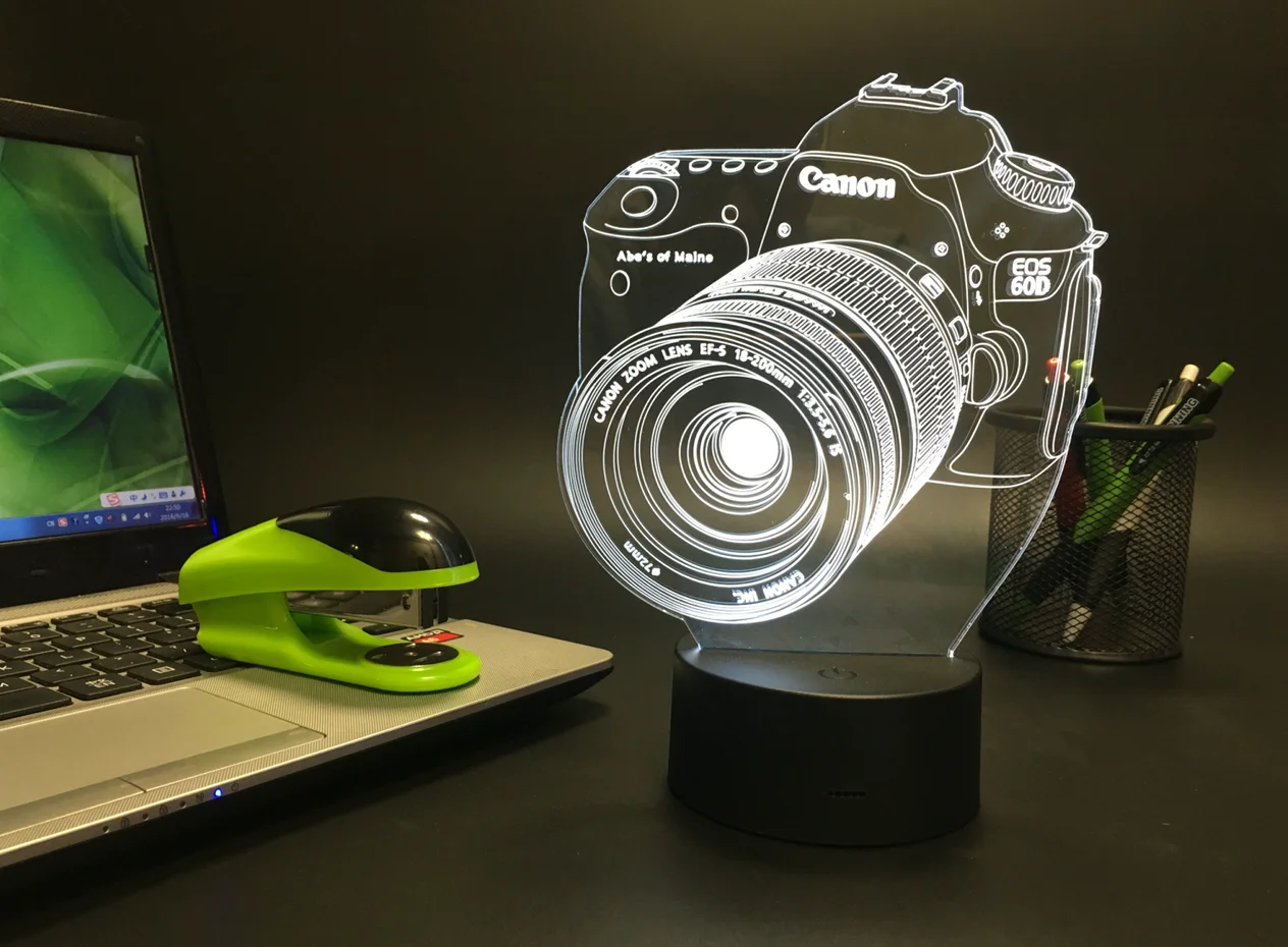 Camera Night Light Dimming 3D LED 7 Colorful Decoration Atmosphere Lamp Novelty Gift Children