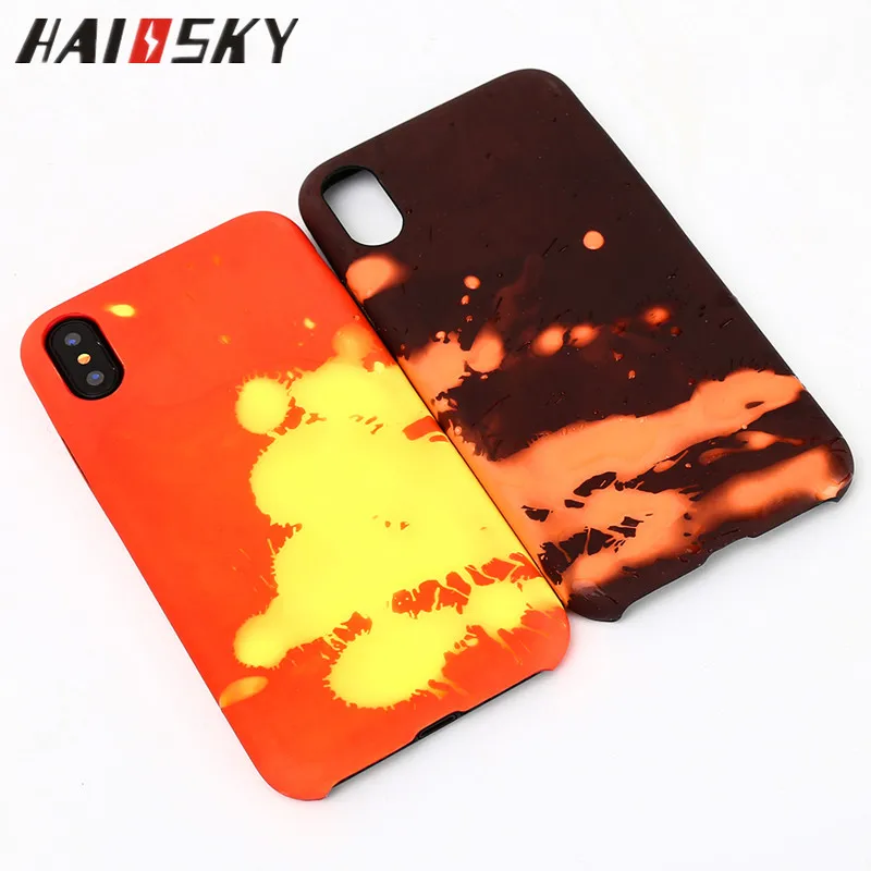 HAISSKY Thermal Sensor For iPhone X Case Leather Heat Sensitive Color Change Cover Phone Accessories