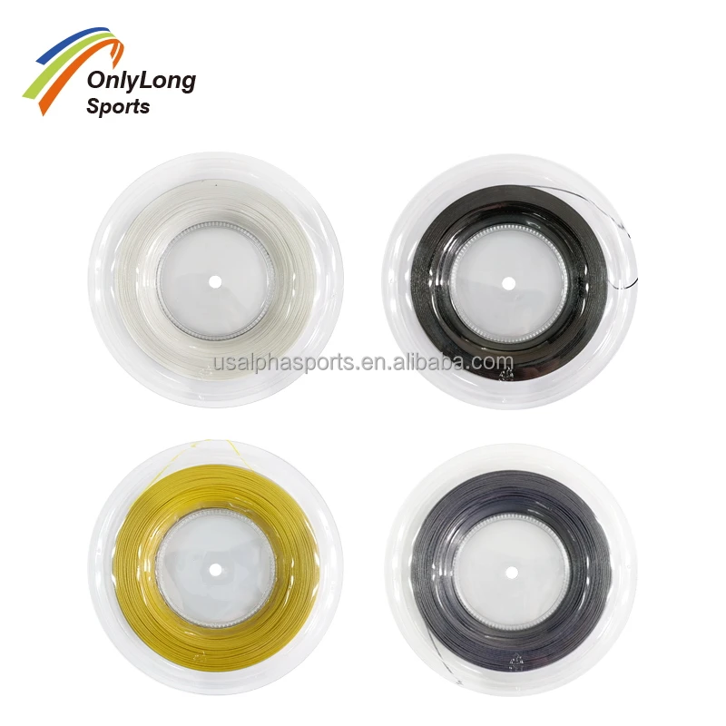 

Tennis Racquet strings polyester 200m reel 17G/1.25mm cheap custom, White/black/yellow/gray