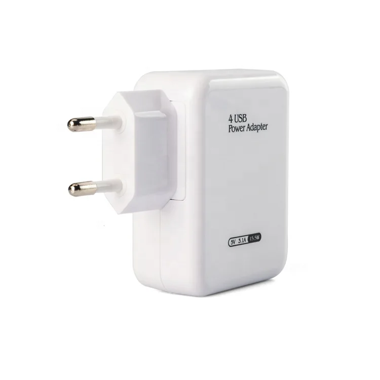 

EU wall plug 5V 800ma 3A 4 port USB charger adapter, White