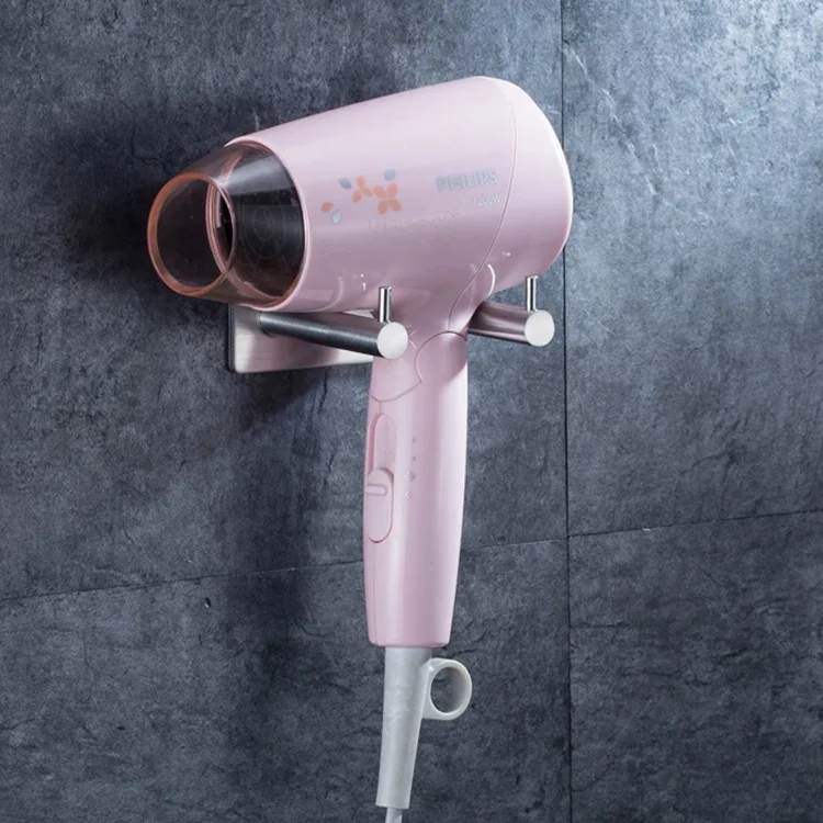 

Factory Price 304 Stainless Steel Self Adhesive Wall Mounted Hair Dryer Hanger Holder Blower Shelf Storage Rack Hanger Hook