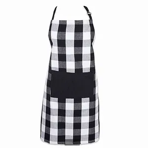 Image of Adjustable Buffalo Check Plaid Apron with Extra-Long Ties, 32 x 28", Men and Women Kitchen Apron for Cooking