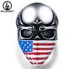 So Cool Fashion Eco-Friendly Stainless Steel Skull Ring With American Flag For Men