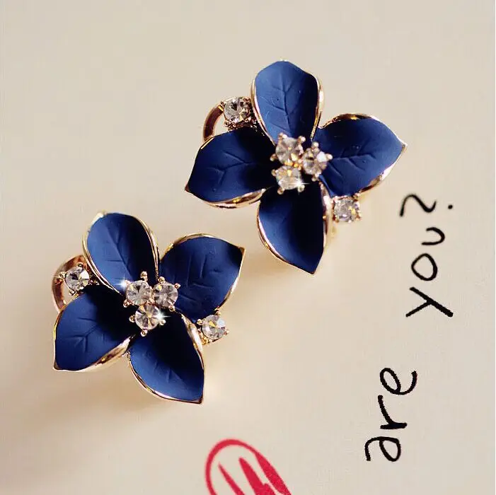 

Noble Flower Jewelry Ladies CZ Stone Rhinestone Earrings, Multiple color