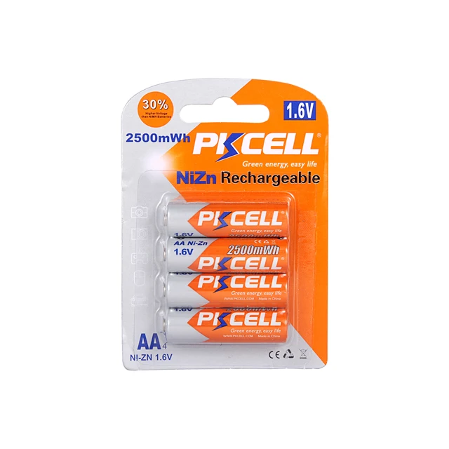 Nickel Zinc Rechargeable Batteries 1.6v 2500mwh Nizn Aa Battery