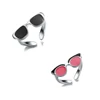 Fashion Open Ended 925 Sterling Silver Black Pink Enamel Sunglass Adjustable Wedding Couple Ring for Love Women And Men