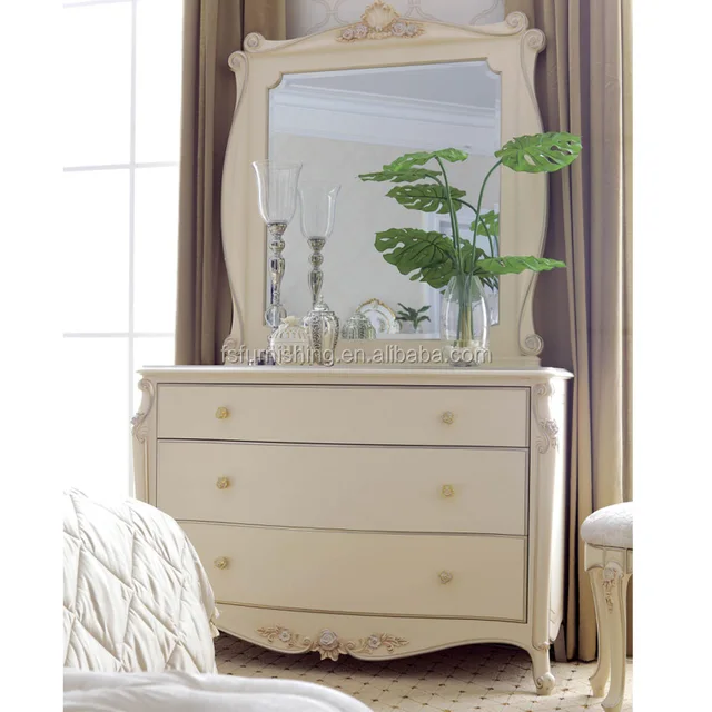 Jlbh Creamy White With Silver Leaf Elegant Dresser Set Cheap Price