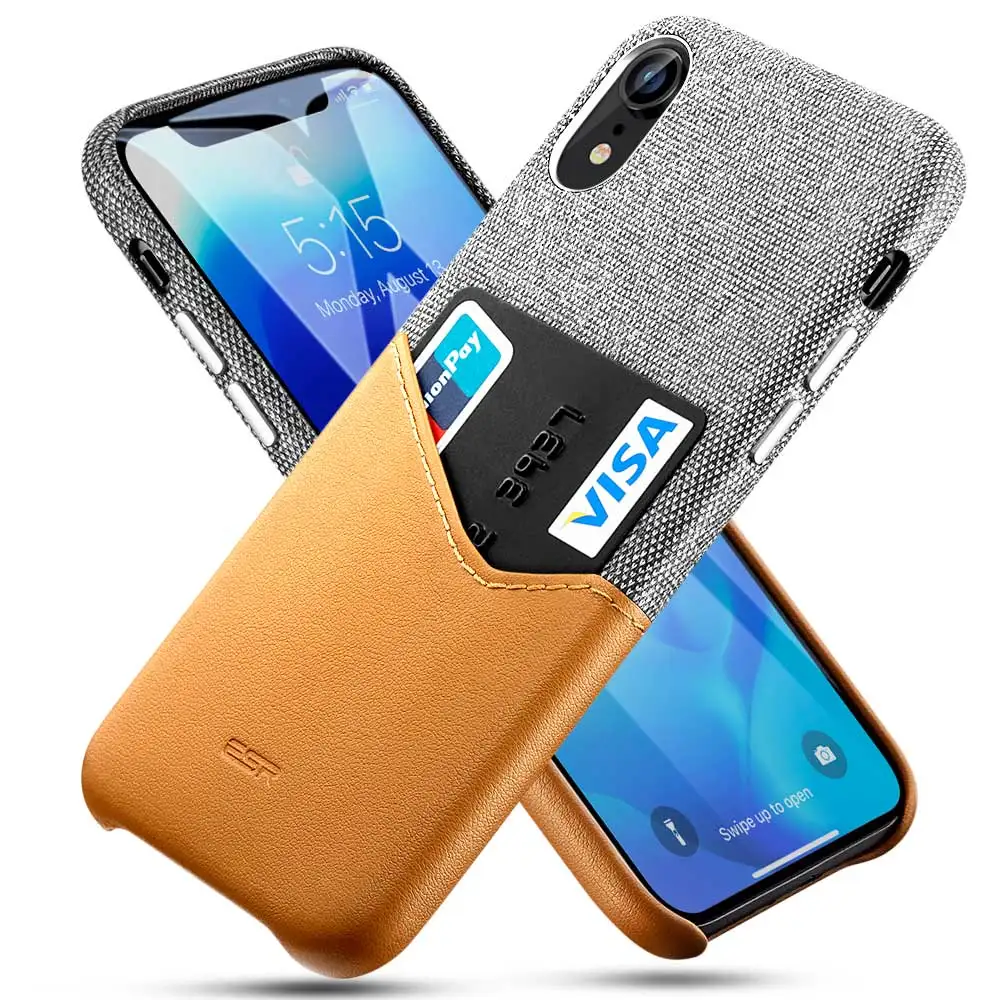 

ESR Soft Fabric Premium PU Leather Case with ID & Card Holder Slot phone case for new iPhone XR 6.1 inch 2018