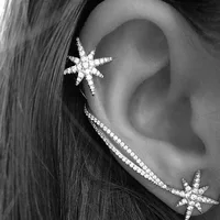 

Silver Plated Rhinestone Snowflake Ear Cuff Earrings