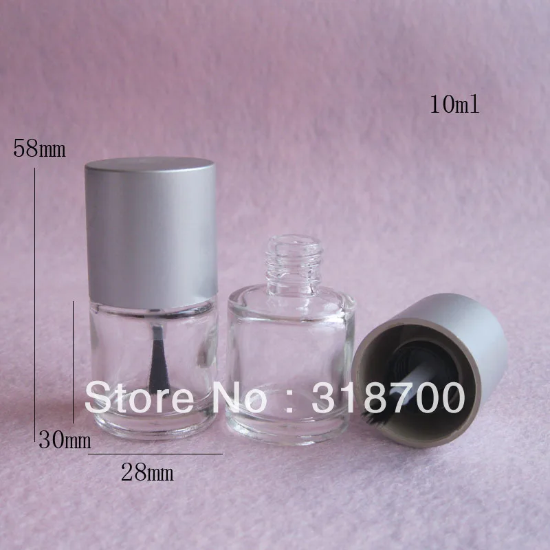200pcs lot 10ml Empty Nail polish Bottle Transparent nail enamel bottle with silver cap 10cc nail