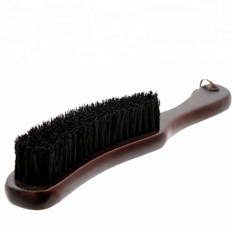 

Professional Hair Duster Brush Bristle Curved Wooden Cleaning Brush With Long Handle, Brown