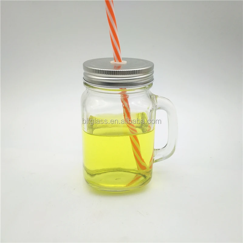 480ml 16oz Beverage Juice Glass Mason Jars With Handle And Lids Buy
