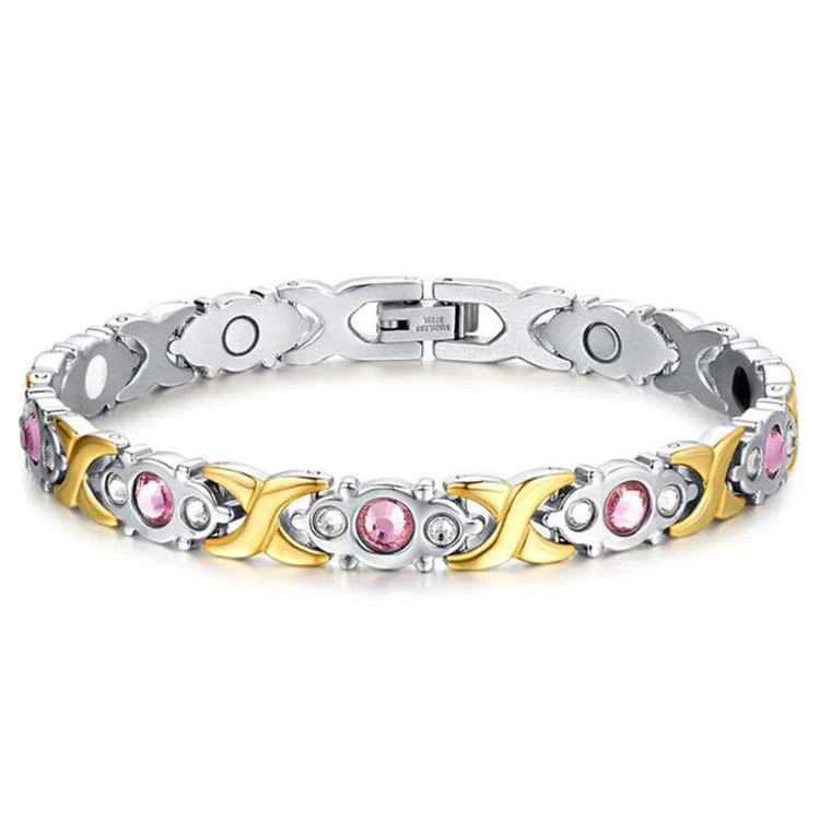 

Hot Sale 18K Gold Plated Best Biomagnetic Therapy Major Stainless Magnetic Bracelet For Women