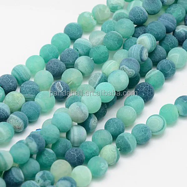 

PandaHall Natural 8mm Ball Beads LightSeaGreen Frosted Effloresce Agate Stone Gem for Jewelry, N/a