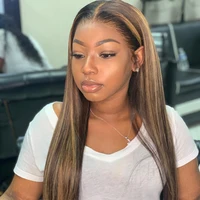 

Highlight silky straight full lace wig pre plucked with baby hair mixed color wigs 100% Brazilian hair no tangle no shedding