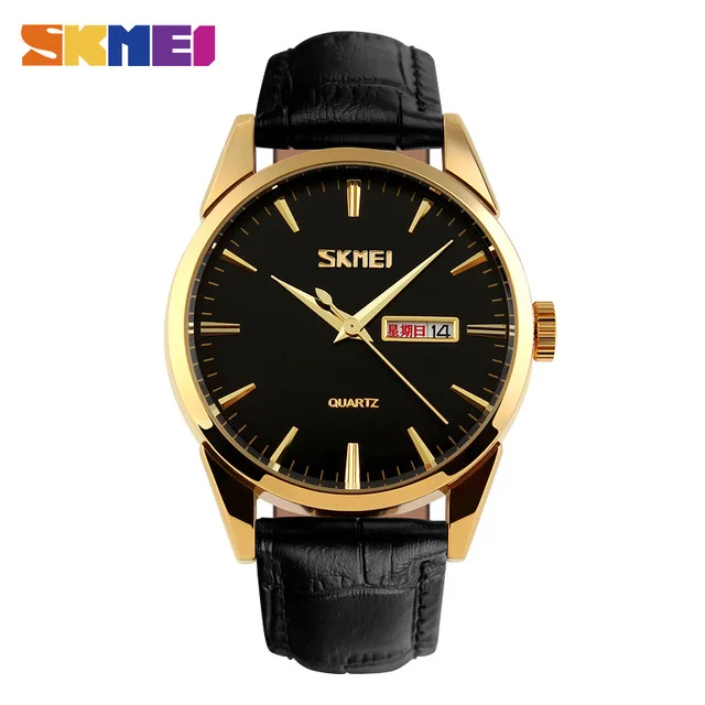 

SKMEI 9073 Classic Simple Style Men's Fashion & Casual High Quality Leather Band Calendar Analog Chronograph Waterproof watches, N/a