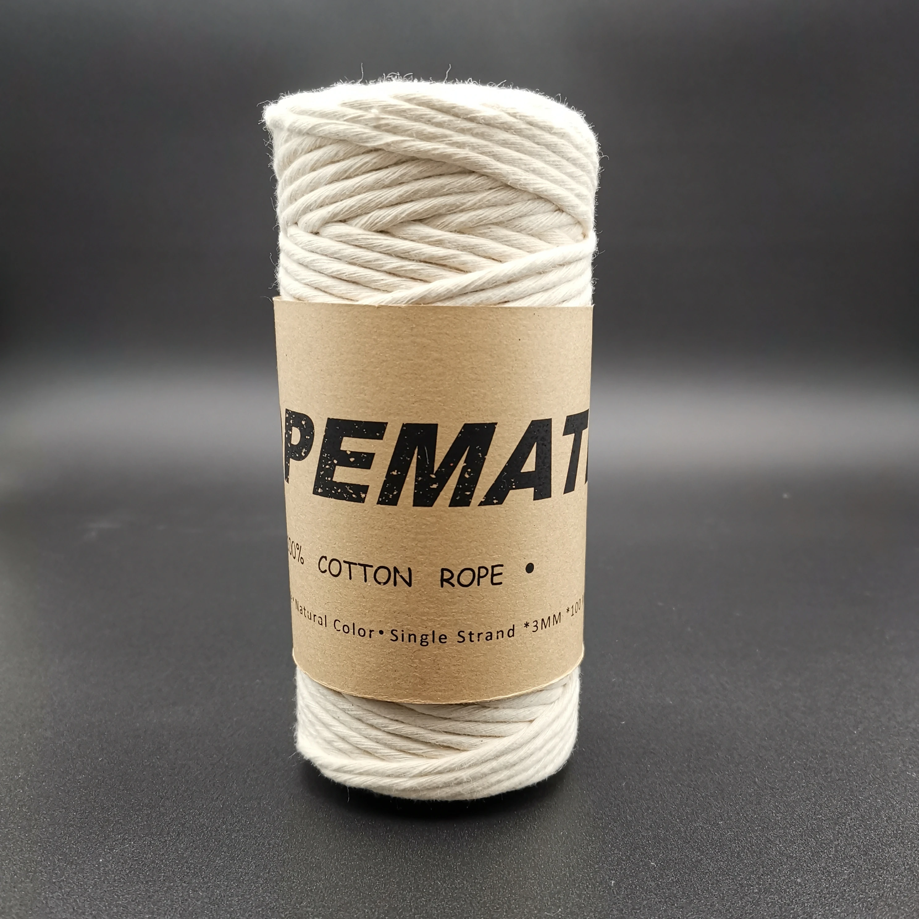 

3mm premium Macrame 1 ply Rope,Cord single twist, Cotton 100m Natural, Natural white