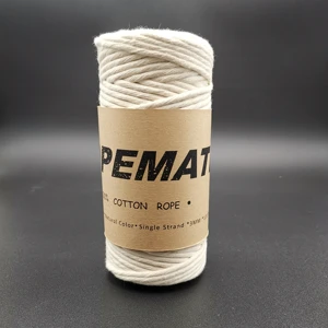 Image of 3mm premium Macrame 1 ply Rope,Cord single twist, Cotton 100m Natural