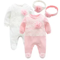 

Wholesale spring autumn 100% organic cotton newborn baby girl rompers infants toddlers bodysuit jumpsuit onesie baby clothes