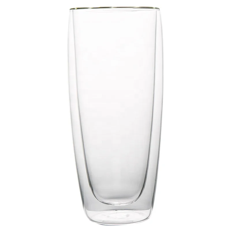 

Factory Supplied FDA Listed 450/650ML Ultra Clear Strong Double Wall Insulated Thermo Wave Glass Tumbler Highball Glass, White