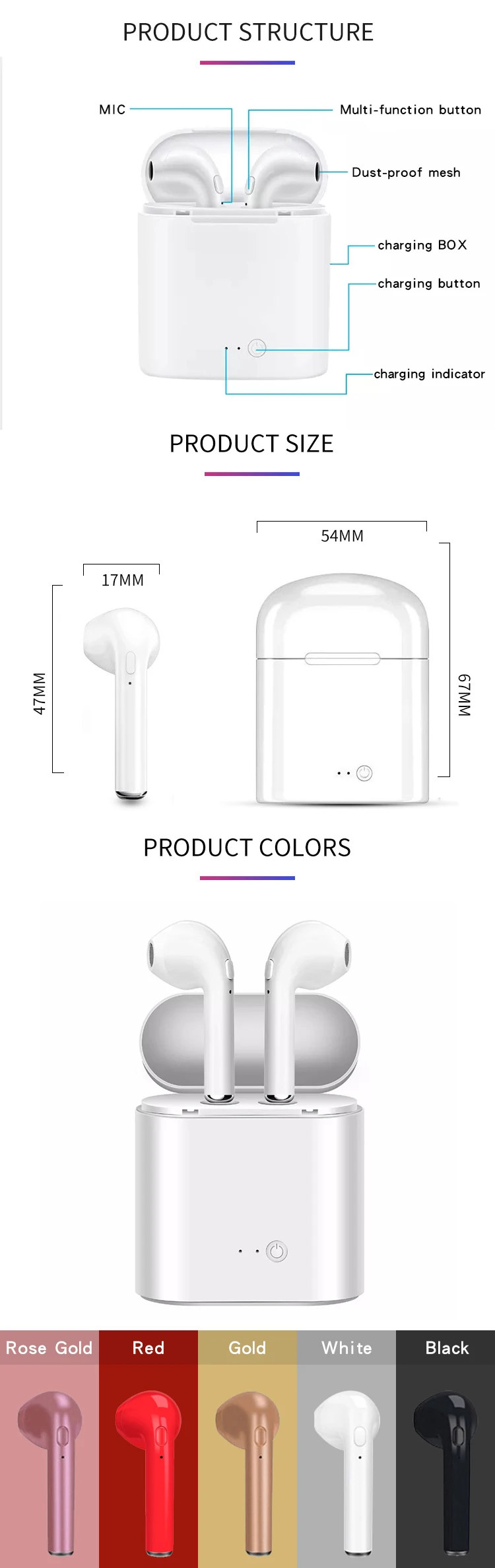 Best Selling High Quality Super Capacity Battery i7s TWS Blue Tooth 5.0 Wireless Earbuds Earphone Manufacturer - ANKUX.COM