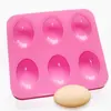6 Cavity Glossy Domed Oval Egg Basic Lotion Soap Bar Silicone Mold Handsize for Homemade Craft